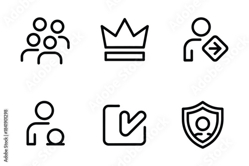 A set of user management and security line icons for web and application design