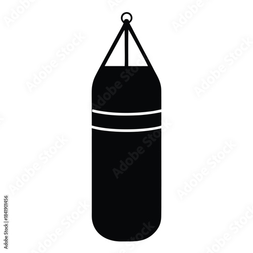 Punching bag boxing fighter icon solid minimalist vector illustration
