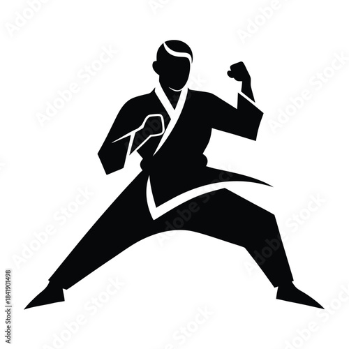 Martial arts fight combat icon solid minimalist duotone vector illustration

