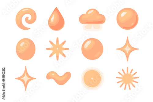 Glowing icon curl warm bright coral flare wave vector gentle sunny