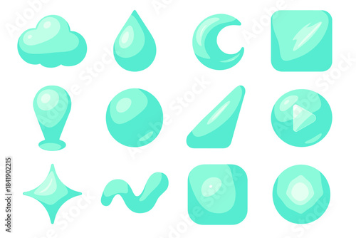 Gradient aqua glossy light beam shimmer gentle vector gleam tone smooth icon