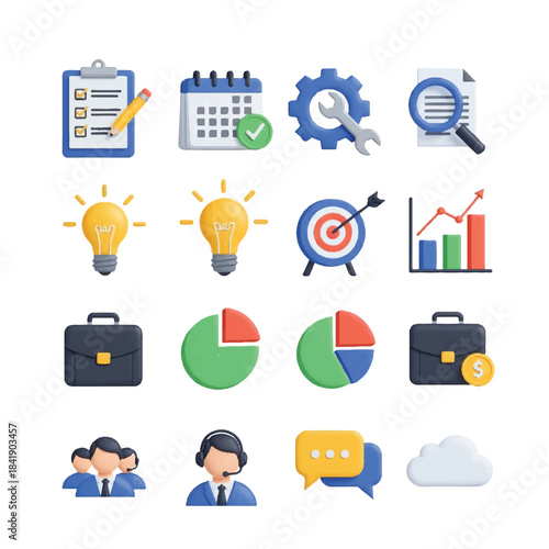 Collection of business and office icons for productivity and management.