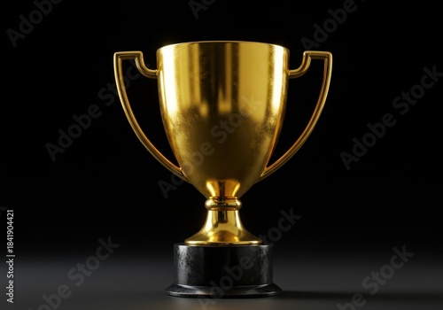 Brightly polished gold award cup representing excellence and the pinnacle of success after intense competition and dedication ,championship ,celebratory ,maximum