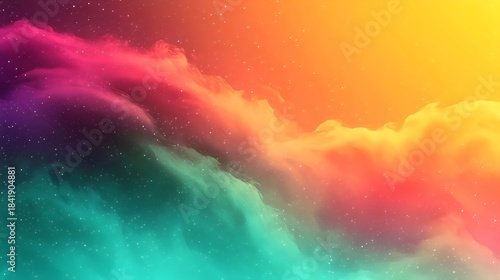Vibrant cosmic clouds blend hues of pink, orange, and teal, creating a mesmerizing celestial scene that inspires wonder and imagination.