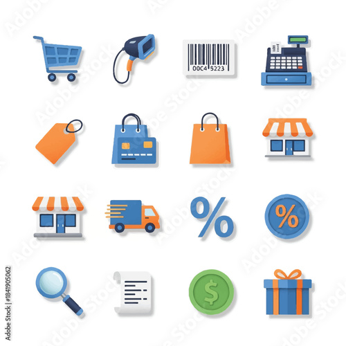 Collection of Ecommerce and Shopping Icons Representing Various Business Elements.