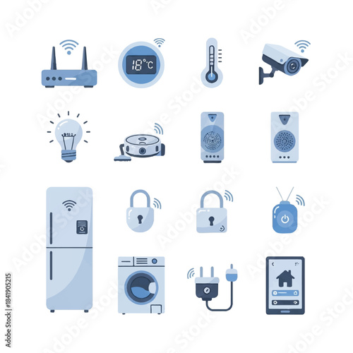 Smart Home Technology Icons Set Collection.