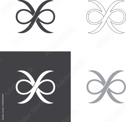 Abstract symmetrical logo design features intertwined loops with graceful curves
