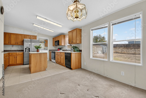 фотографія Bright Room With Versatile Design, Large Household Room Featuring Vast Window An