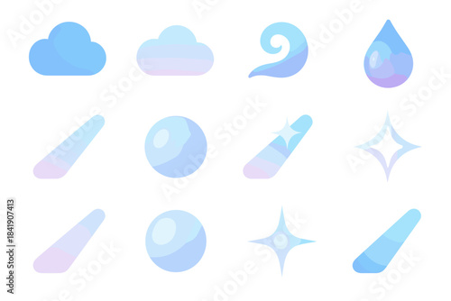 Reflection vapor droplet sparkle vivid vector icon radiant gleam hue gentle air
