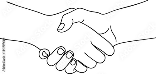 Simple line art illustration of two hands shaking in agreement