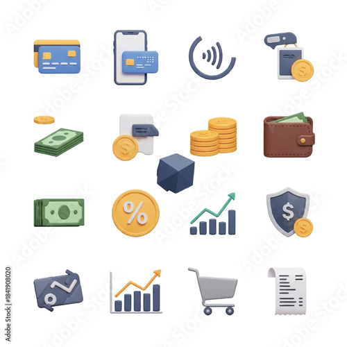 Comprehensive Set of Financial and Ecommerce Icons for Modern Business and Digital Transactions.