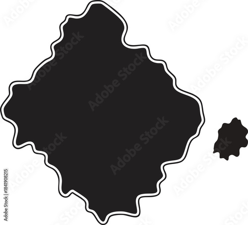Stylized black vector silhouette map of the island of Viti Levu, Fiji, isolated on a white background