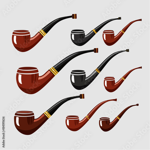 Elegant Collection of Vintage Smoking Pipes Illustration for Design and Nostalgia