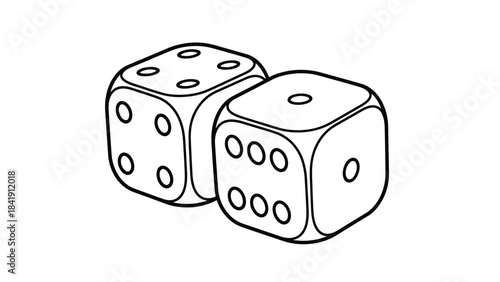 Two white dice are shown in a line with one die showing a six and the other showing a one, representing a game of chance.