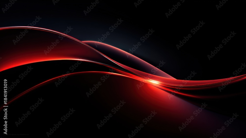 Naklejka premium premium abstract composition, pure deep black background, subtle glowing accents in vibrant red, soft grain texture 