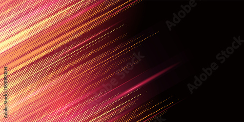 Black and orange modern abstract background with yellow glowing movement and high-speed light effect. Vector illustration