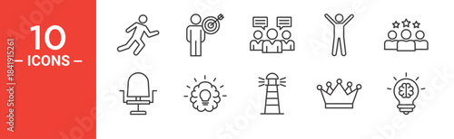 Coaching icon set. Coaching vector symbol in black filled and outlined style.