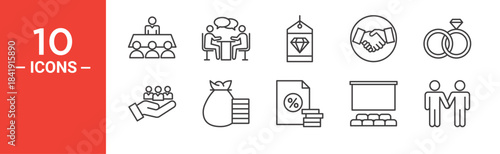Team work icon set. Team work vector symbol in black filled and outlined style.