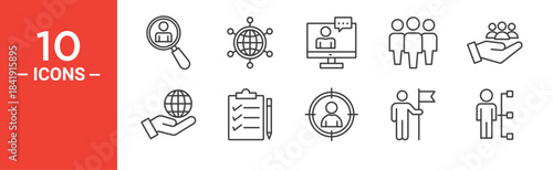 Teamwork icon set. Teamwork vector symbol in black filled and outlined style.