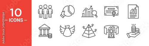 Trade service icon set. Trade service vector symbol in black filled and outlined style.
