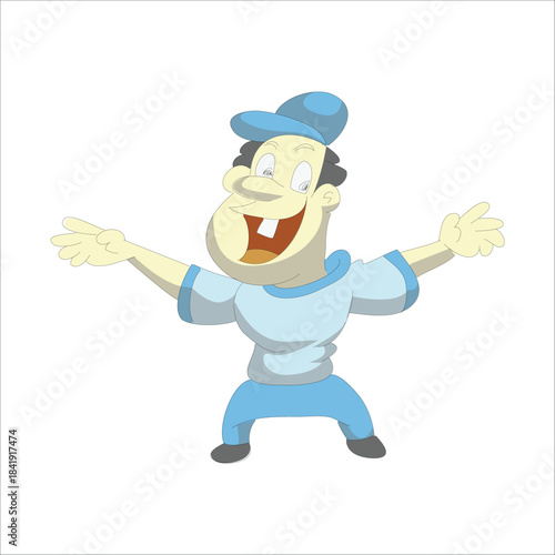 Happy senior golfer standing with open arms in a welcoming pose