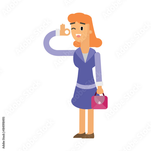 Businesswoman making a "call me" phone hand gesture, contact concept