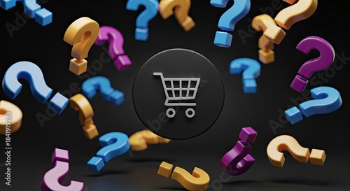 Navigating the Shopping Enigma: A creative composition that visualizes the challenges and uncertainties in the modern world of online shopping, where questions are abundant.