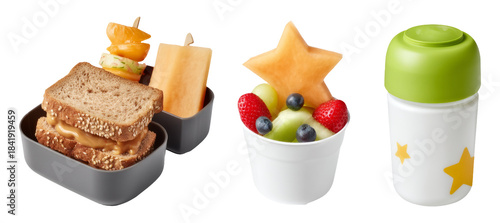 Fun and Playful Lunch Set for Children with Trio of Snacks and Fruits