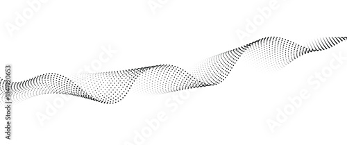 Flowing Dot Wave halftone gradient pattern on transparent background