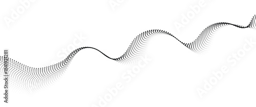 Flowing Dot Wave halftone gradient pattern on transparent background