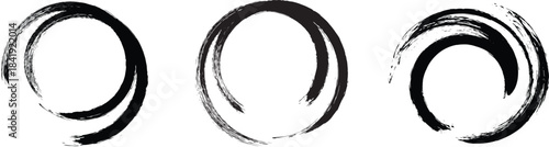 Ink circle icon. Black simple round fraset of black grunge ink stamp circles, round shape stampme.