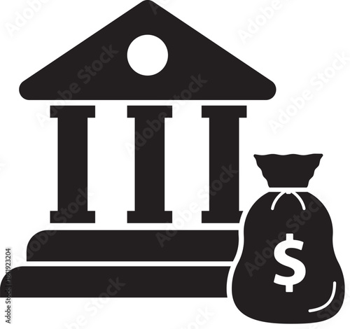 Financial Fortress: A minimalist illustration captures the essence of a financial institution, symbolizing wealth, stability, and security in the world of money management.