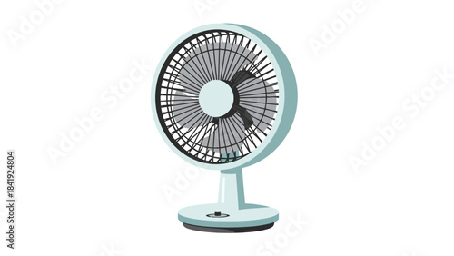 A vectorized illustration of a desk fan with a white background, featuring three blades