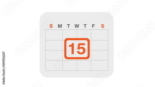 A simple calendar icon featuring a highlighted date, day headings, and a rounded rectangle design