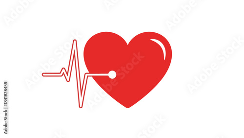 A red heart symbol paired with a heartbeat waveform.  It represents life, health, and medical