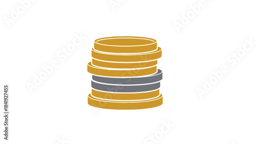 A stack of coins, illustrated in gold and grey, resting on a white background