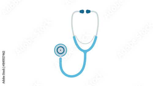 A medical illustration showcasing a stethoscope in a stylized, cartoonish aesthetic