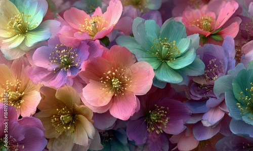 Colorful Floral Background with Delicate Petals and Soft Light Displaying Beauty