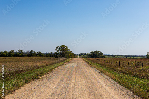 County road leading into Kansas farmland.
