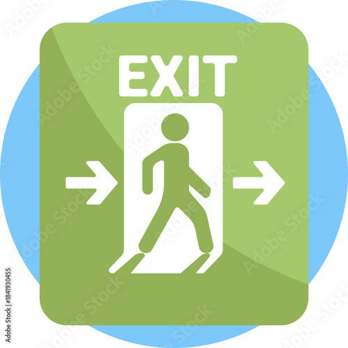 Sign indicating the location of an exit or way out.