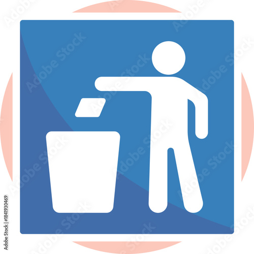 A sign indicating the location of a trash bin or waste disposal area.