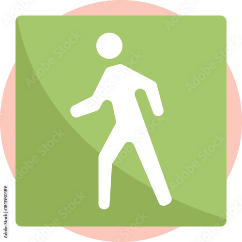 A pedestrian symbol indicating a walking path or crosswalk.