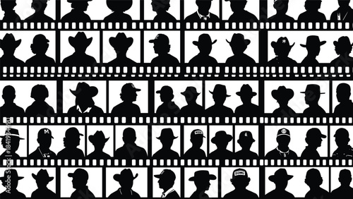 Fantasy warrior and barbarian silhouettes vector set, medieval fighters with axes, maces, sword, and shield, dark fantasy RPG game characters collection.