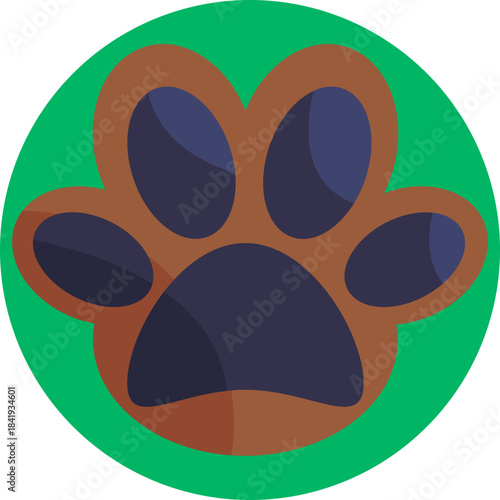 A simple paw print symbolizing pet care and grooming services.