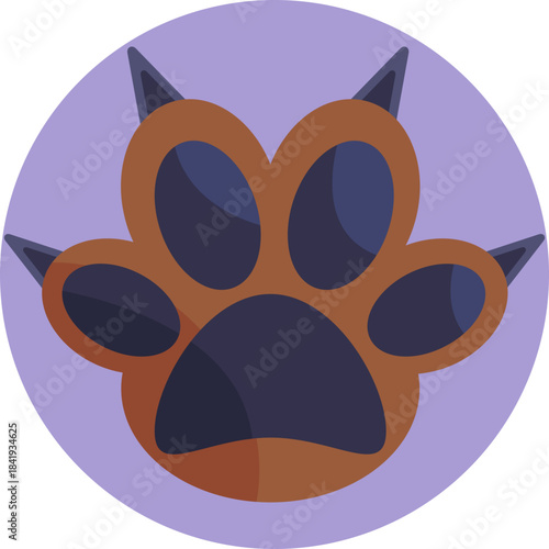 A simple paw print symbol representing pets and grooming services.