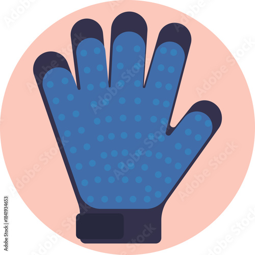 A grooming glove designed to remove loose pet hair while massaging the animal.