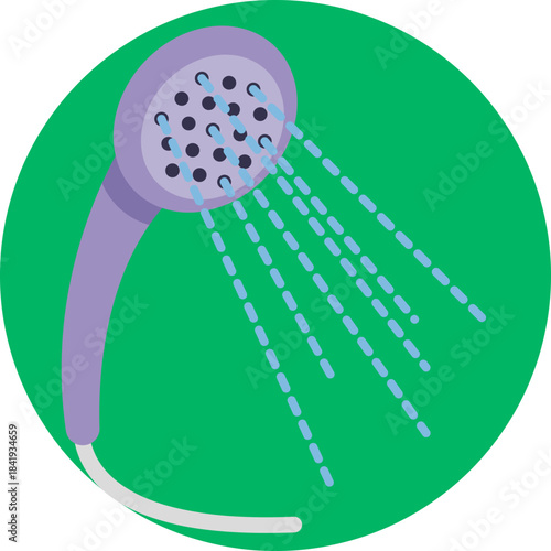 A pet being bathed under a showerhead.
