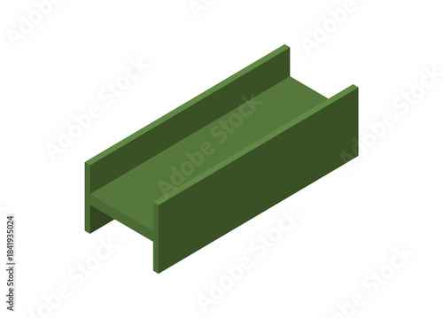 H iron profile. Simple flat illustration, isometric view.