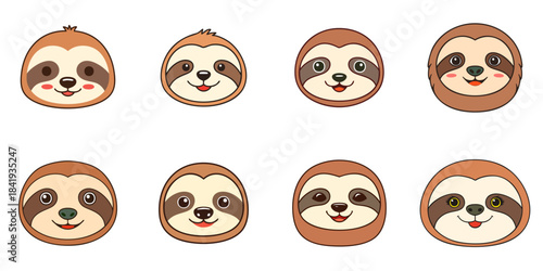 Multiple vector illustrations of cute  faces