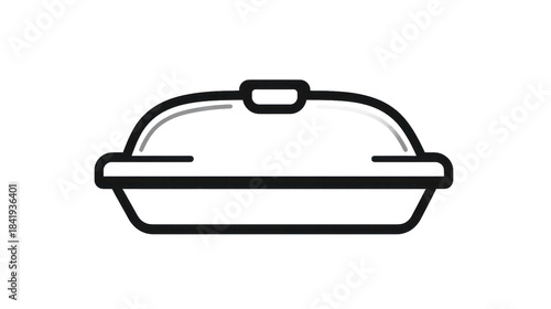 Outline illustration of a dish with lid isolated on transparent background
